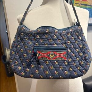 Vintage Vera Bradley Quilted Shoulder Bag with Pansy Pattern